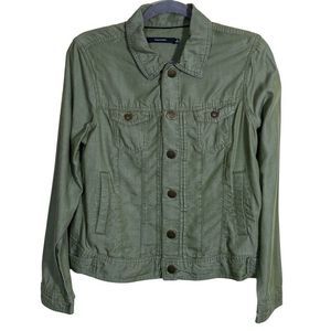 TAHARI Tencel Pin Tuck Jacket - Small - Olive Green Lightweight Versatile